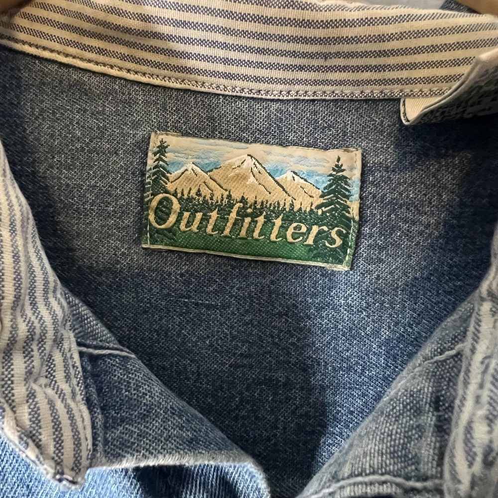 Outfitters Denim Shirt Mens 2XL Western Canadian Made Long Sleeve Vintage - Picture 6 of 10